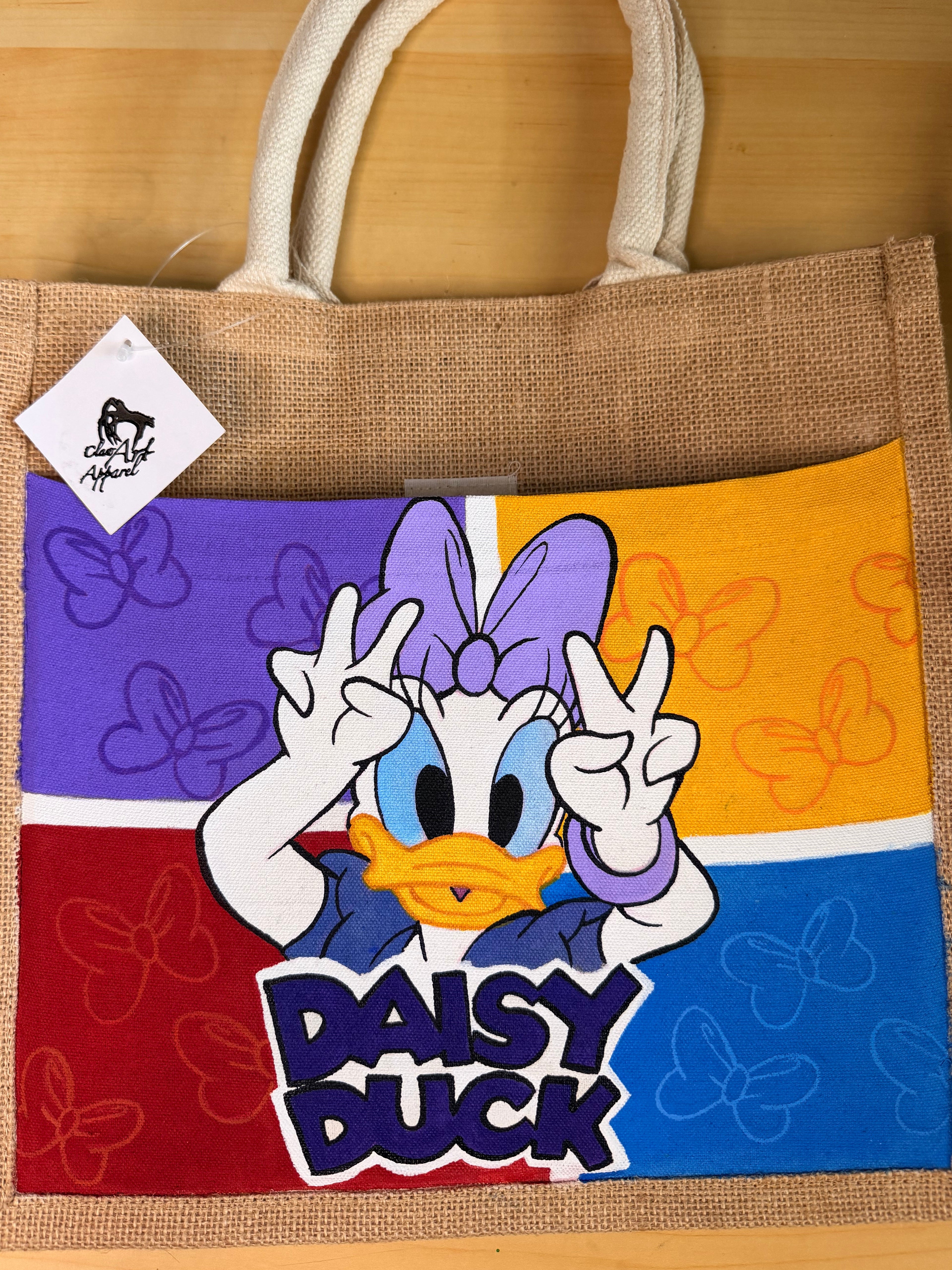 Daisy Duck Hand Painted Tote Bag