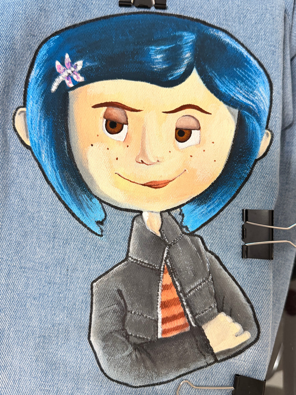Coraline Inspired Hand Painted Jeans