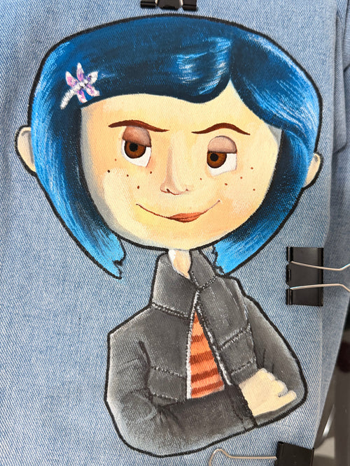 Coraline Inspired Hand Painted Jeans