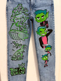 Beast Boy Hand Painted Kids Jeans