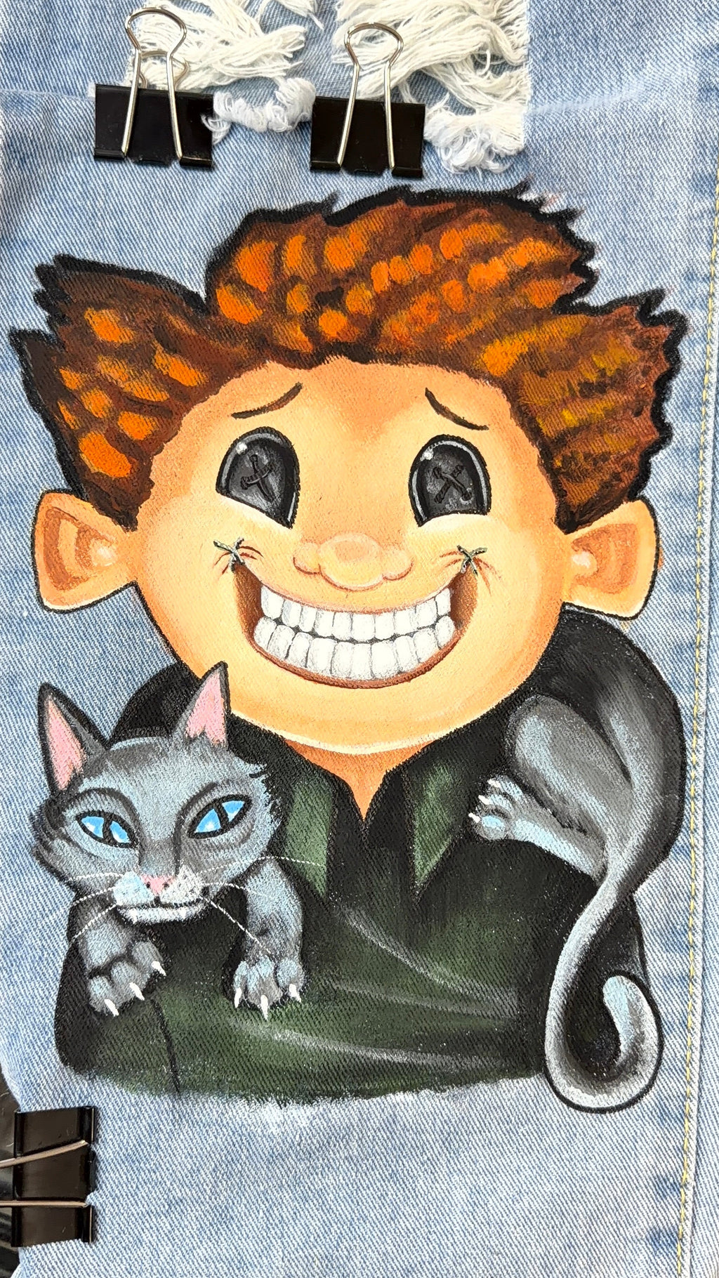 Coraline Inspired Hand Painted Jeans