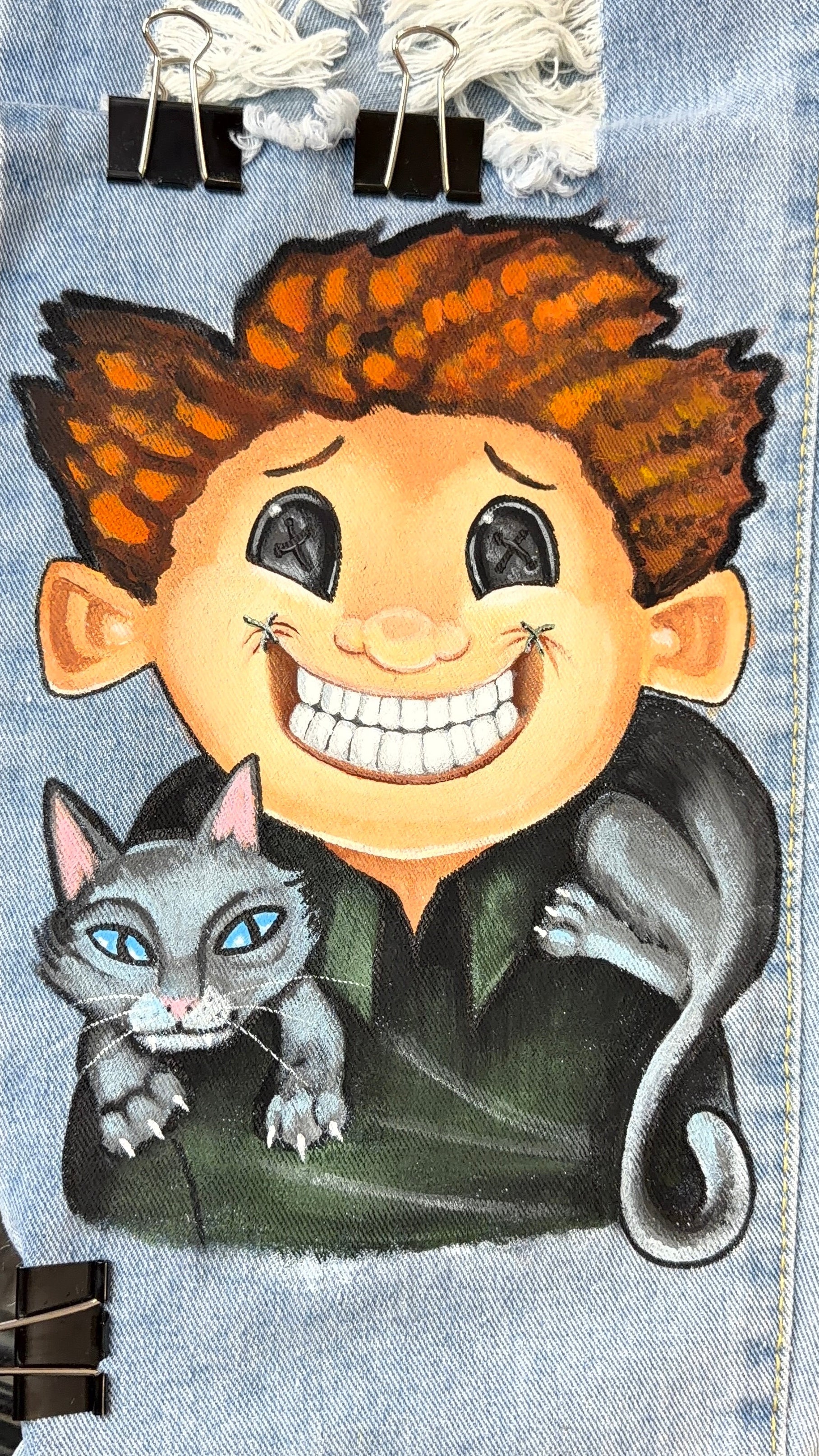 Coraline Inspired Hand Painted Jeans
